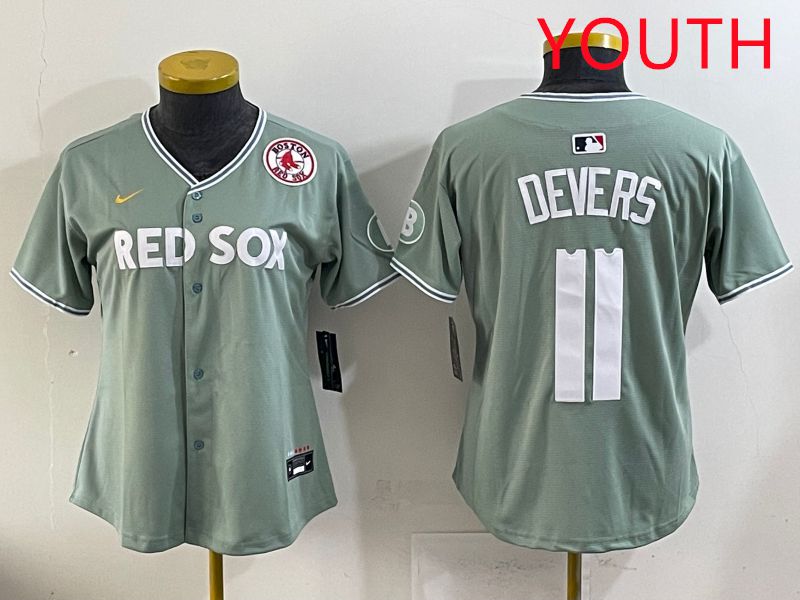 Youth 2025 Boston Red Sox #11 Devers Light Green Joint Name Nike MLB Jersey style 12